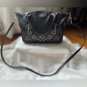 Coach small Kelsey satchel bag leather studded border embellishment